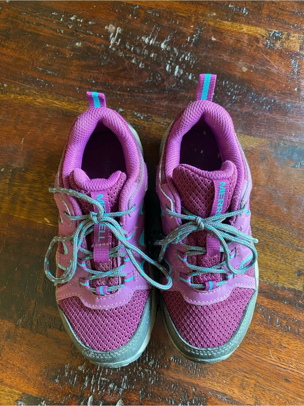 Merrell Kids' Oakcreek Low Lace Waterproof Hiking Shoes size 12 purple outdoors
